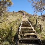 またまた長い階段の登り塔の岳が近くなってきた